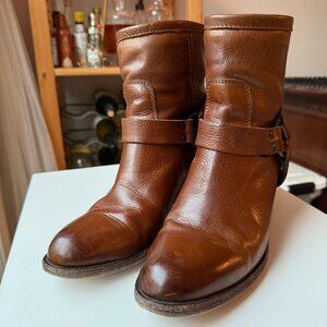 Frye Tabitha Harness Short Boots - Size 9.5B - Cognac
